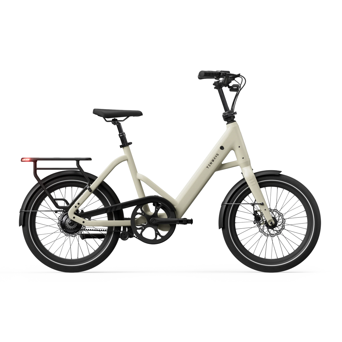Tenways CGO Compact city electric bike in Sandstone Beige, side view