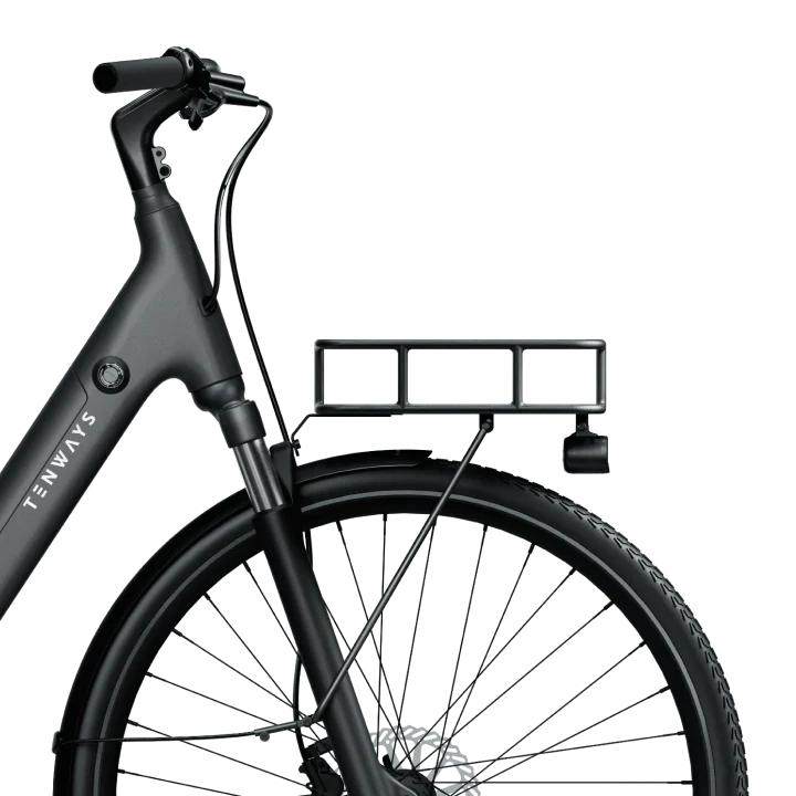 Tenways CGO800S front rack fitted to the e-bike fork